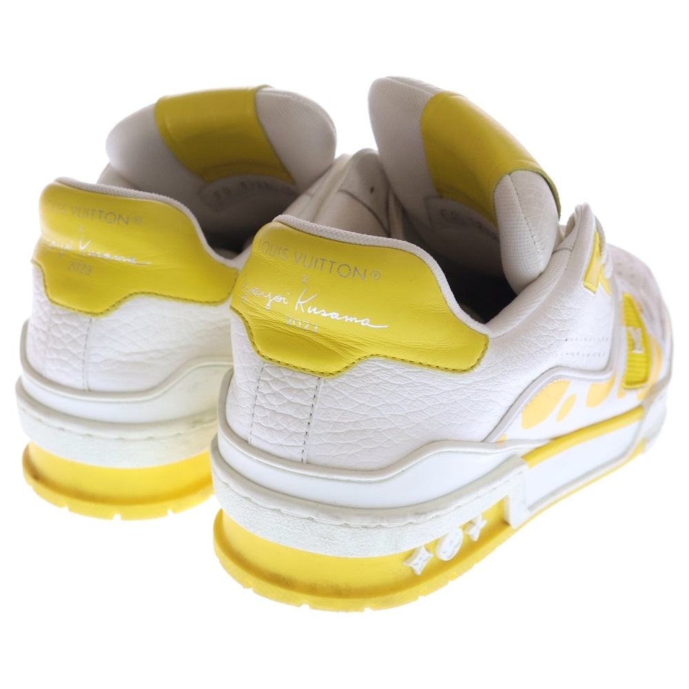 LOUIS VUITTON(ルイヴィトン) ×草間彌生 YK LVトレイルライン インフィニティドット レザー レースアップ ローカットシューズ スニーカー イエロー/ホワイト レディース 1ABD20