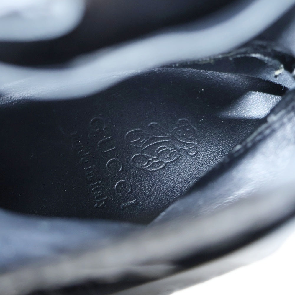 GUCCI(グッチ) マイクログッチシマ レザー サイドジップ ベルト ショートブーツ シューズ ブラック レディース 271242