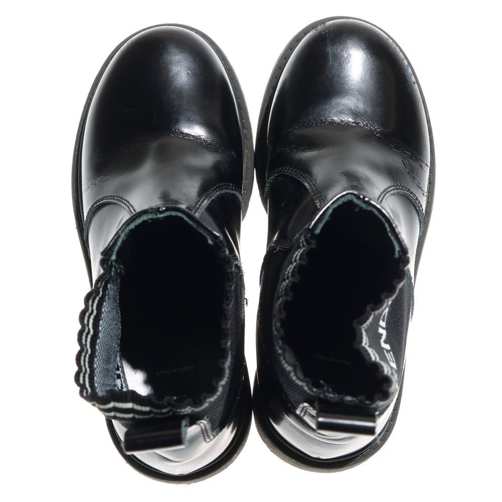 FENDI(フェンディ) ロゴジャガード ニット サイドゴア レザー ショートブーツ ブラック キッズ