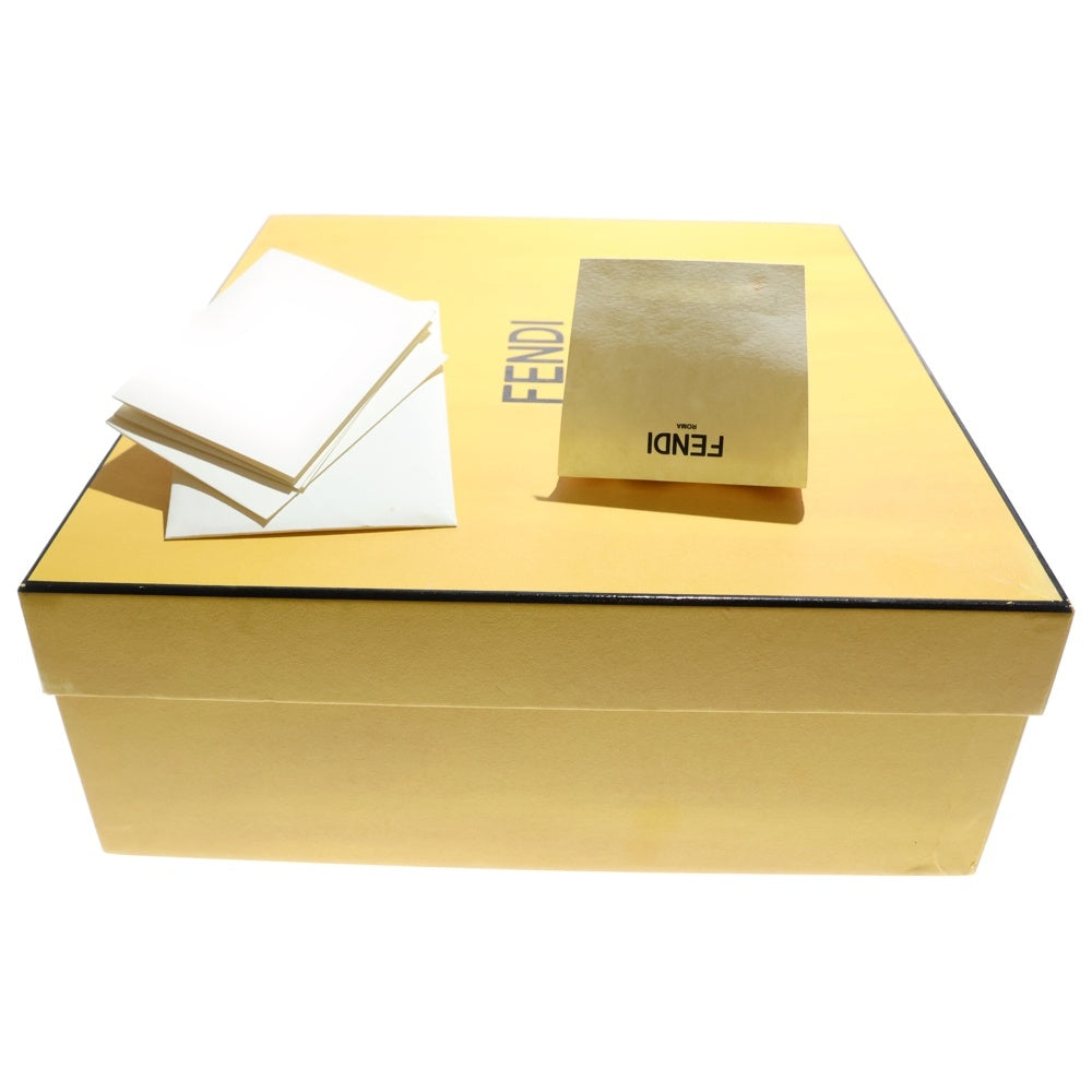 FENDI(フェンディ) ロココ ズッカ柄 ニット レザー レースアップ ロングブーツ シューズ ブラック/ブラウン レディース