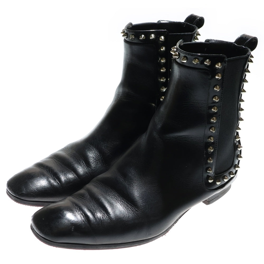 CHRISTIAN LOUBOUTIN(クリスチャンルブタン) スパイクスタッズ レザー サイドゴア ショートブーツ シューズ ブラック レディース