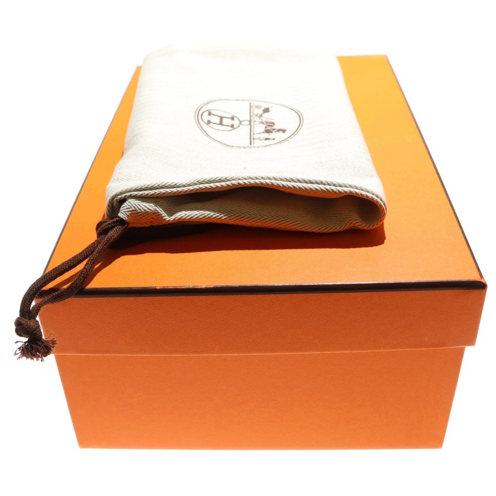 HERMES(エルメス) エレクトリック Hロゴ レザー ストラップ フラットサンダル ブラック レディース