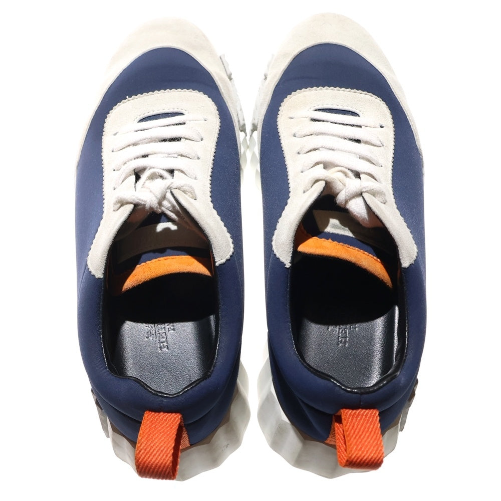 HERMES(エルメス) バウンシング Hロゴ スエードレザー レースアップ ローカットシューズ スニーカー ネイビー レディース