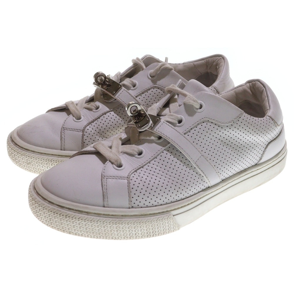 HERMES(エルメス) デイドリーム ケリー バックル レザー レースアップ ローカットシューズ スニーカー シルバー金具 ホワイト レディース