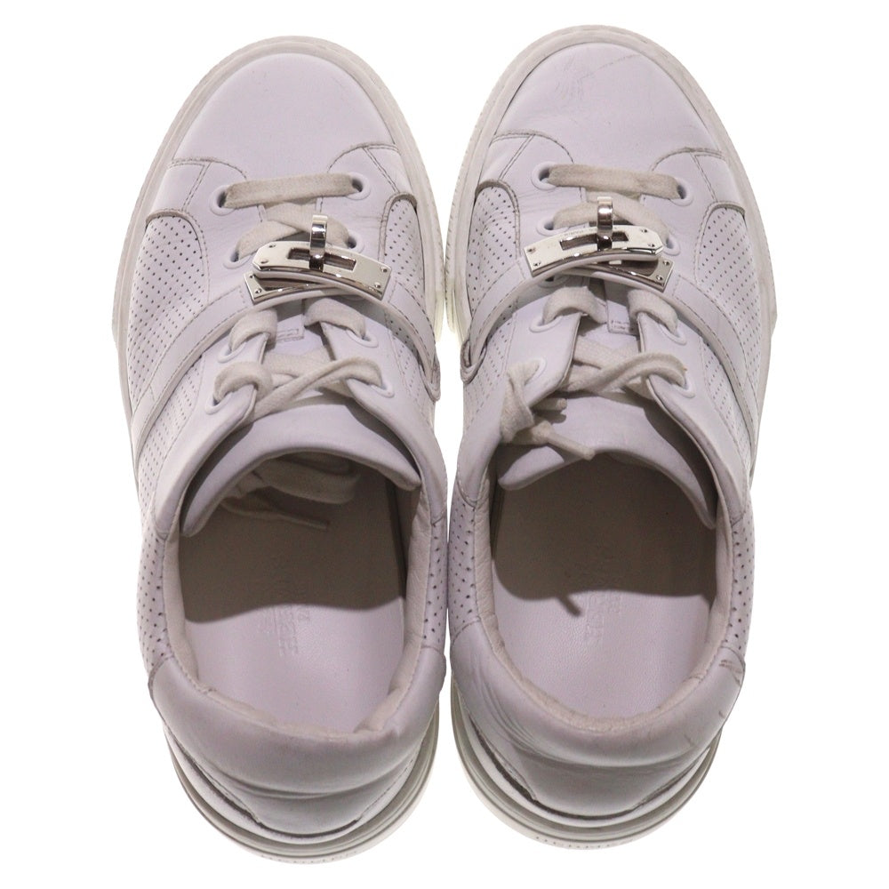 HERMES(エルメス) デイドリーム ケリー バックル レザー レースアップ ローカットシューズ スニーカー シルバー金具 ホワイト レディース