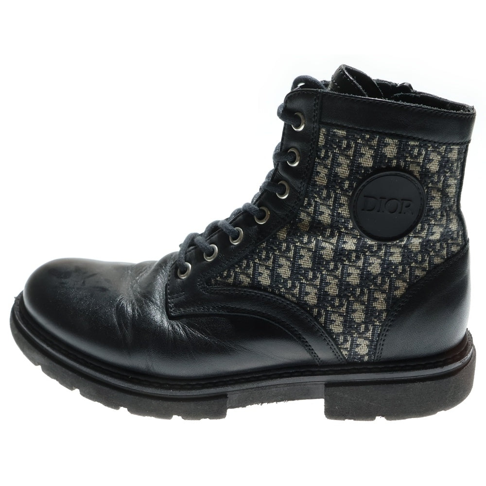 DIOR(ディオール) Explorer エクスプローラー ラバーワッペンロゴ オブリーク柄ジャガード キャンバス レザー レースアップ ショートブーツ シューズ レディース 2WBS21SHOD Y38I