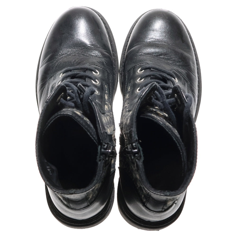 DIOR(ディオール) Explorer エクスプローラー ラバーワッペンロゴ オブリーク柄ジャガード キャンバス レザー レースアップ ショートブーツ シューズ レディース 2WBS21SHOD Y38I