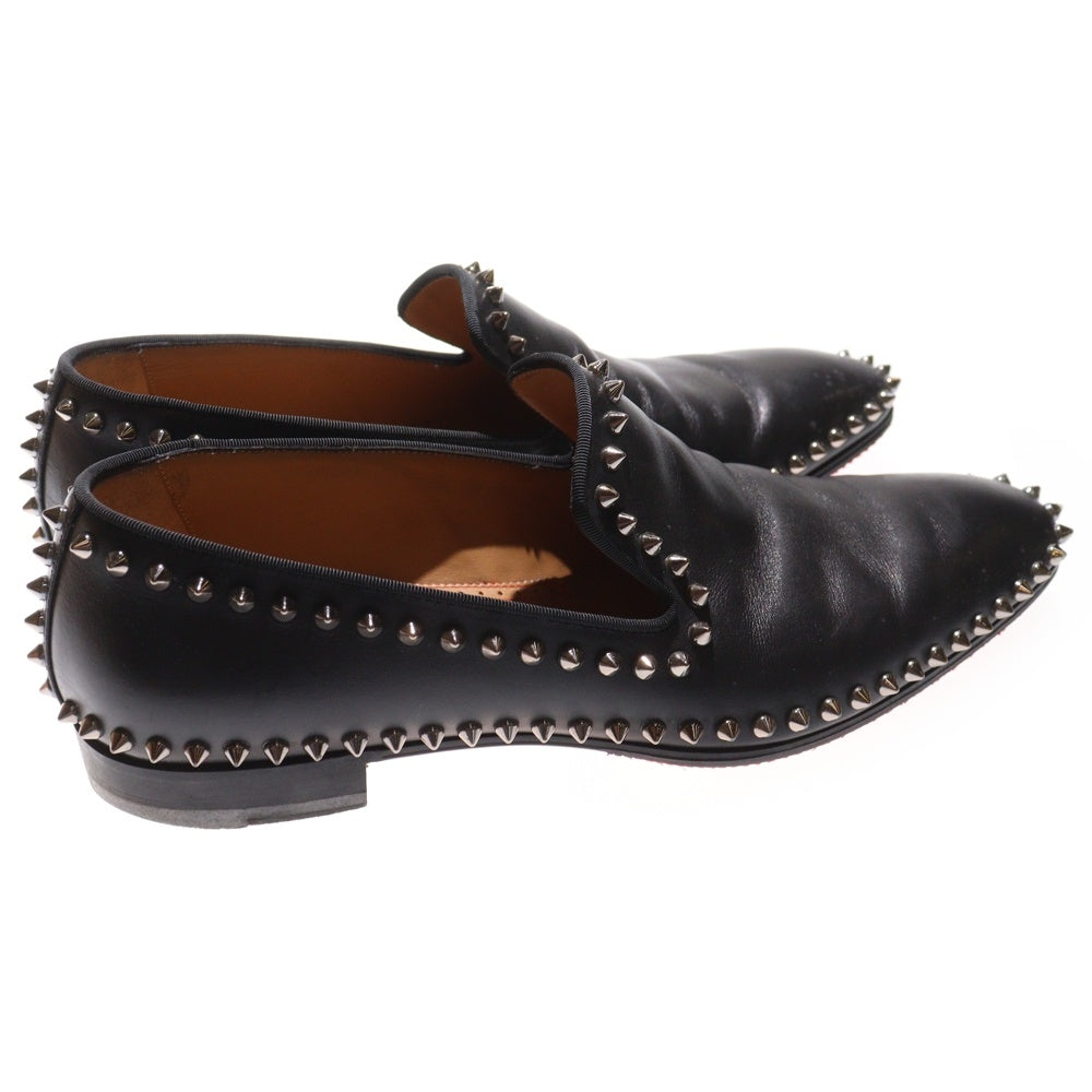 CHRISTIAN LOUBOUTIN(クリスチャンルブタン) スパイクスタッズ レザー フラット ローカットシューズ ブラック