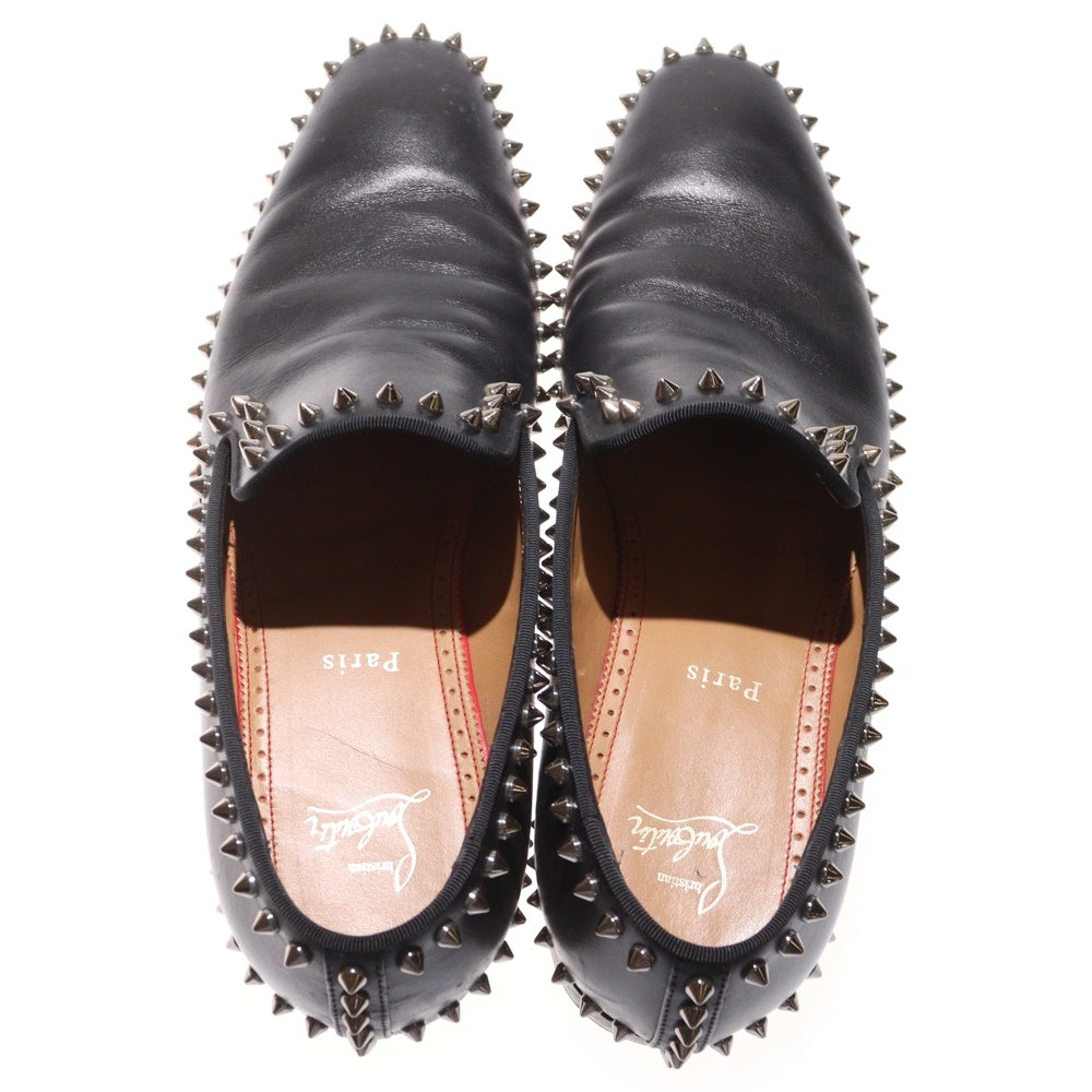CHRISTIAN LOUBOUTIN(クリスチャンルブタン) スパイクスタッズ レザー フラット ローカットシューズ ブラック