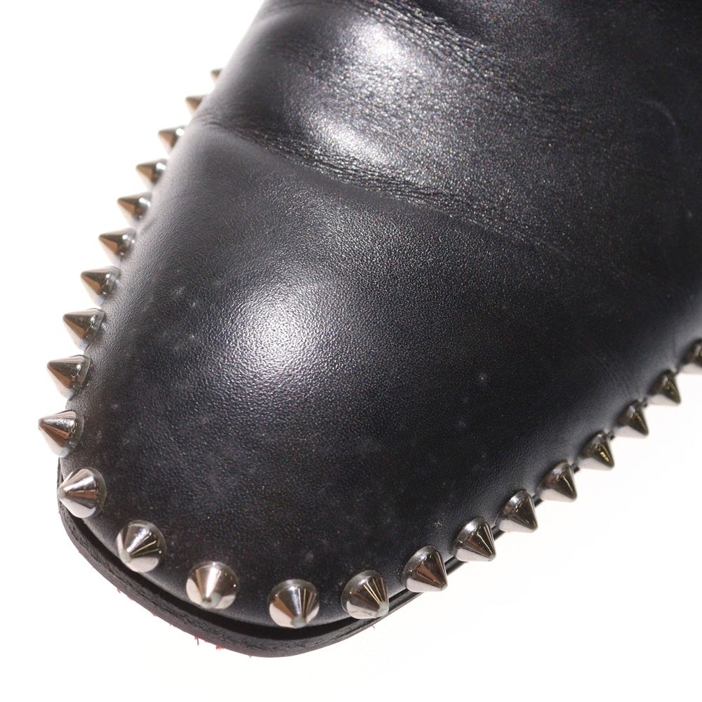 CHRISTIAN LOUBOUTIN(クリスチャンルブタン) スパイクスタッズ レザー フラット ローカットシューズ ブラック
