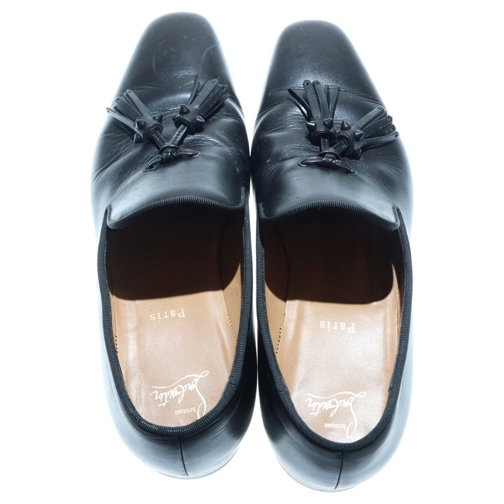 CHRISTIAN LOUBOUTIN(クリスチャンルブタン) スパイクスタッズ タッセル レザー ローカットシューズ ローファー ブラック