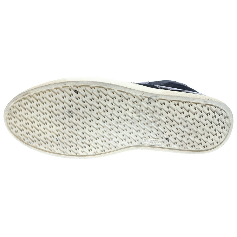 HERMES(エルメス) エクスリブリス ワッペンロゴ パテント スエード コンビレザー レースアップ ハイカットシューズ スニーカー ブラック