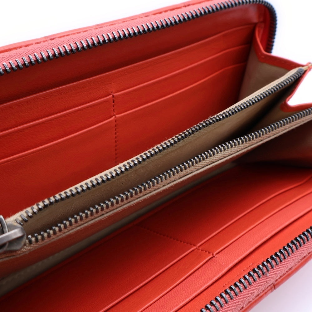 BOTTEGA VENETA(ボッテガヴェネタ) ラウンドファスナー長財布 ロングウォレット カードケース レッド クロコ ブラック金具