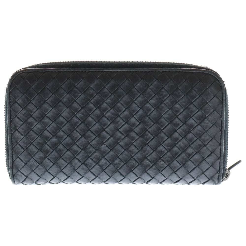 BOTTEGA VENETA(ボッテガヴェネタ) イントレチャート バタフライモチーフ ラウンドファスナー長財布 ロングウォレット ブラック レザー