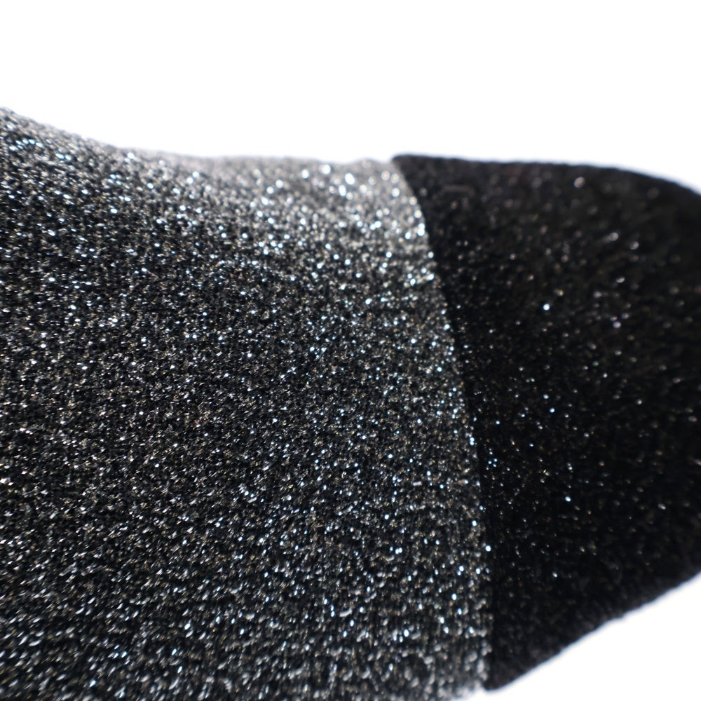 CHANEL(シャネル) ココマーク ロゴプレート ラメ グリッター レザー ヒール サイドジップ ショートブーツ シューズ シルバー/ブラック レディース G33221