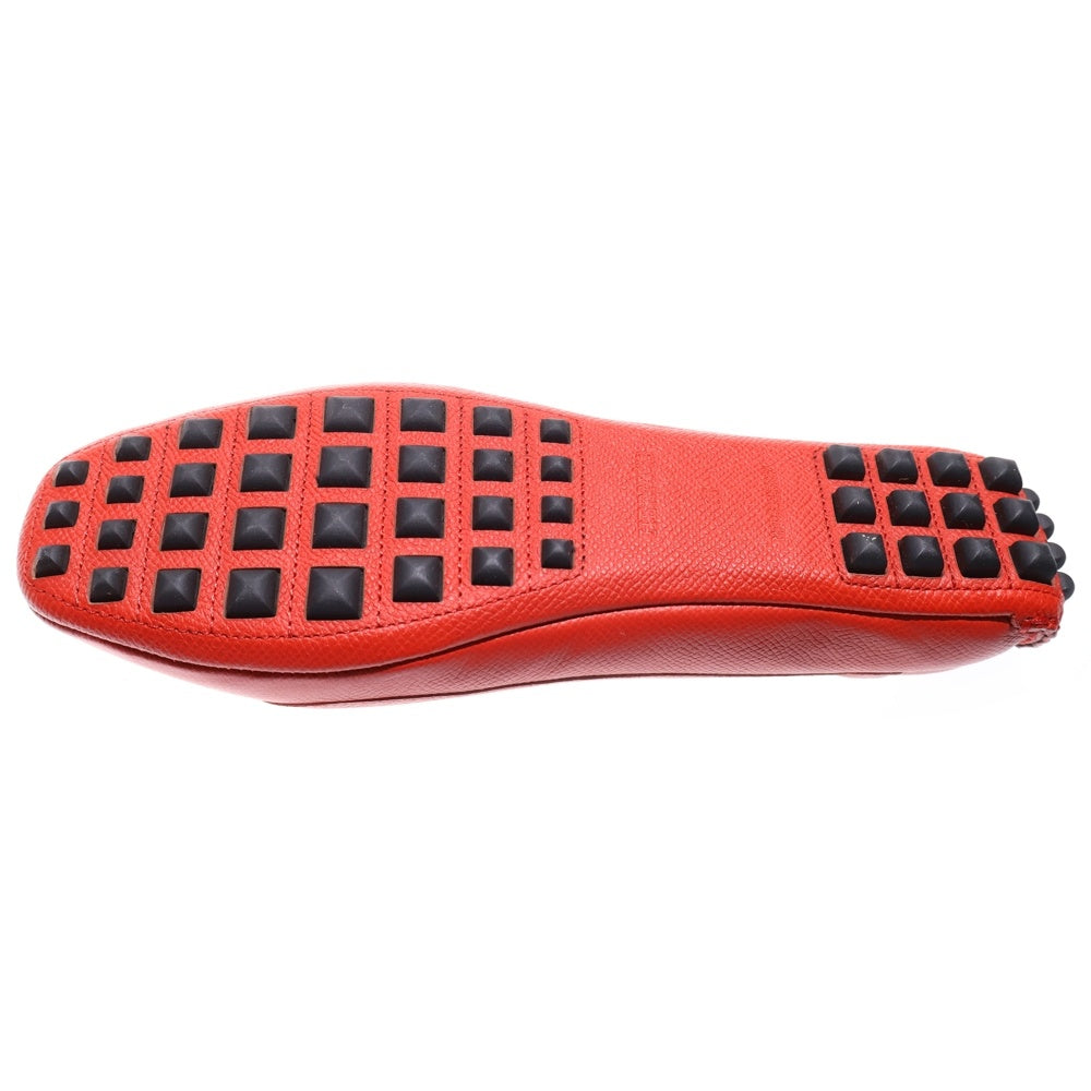 CHANEL(シャネル) アーヴィング コリエ ド シアン レザー フラット パンプス ドライビングシューズ シルバー金具 レッド レディース