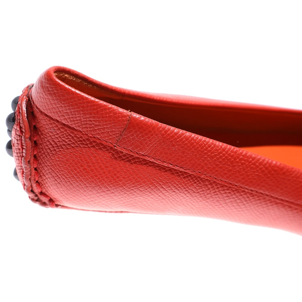 CHANEL(シャネル) アーヴィング コリエ ド シアン レザー フラット パンプス ドライビングシューズ シルバー金具 レッド レディース