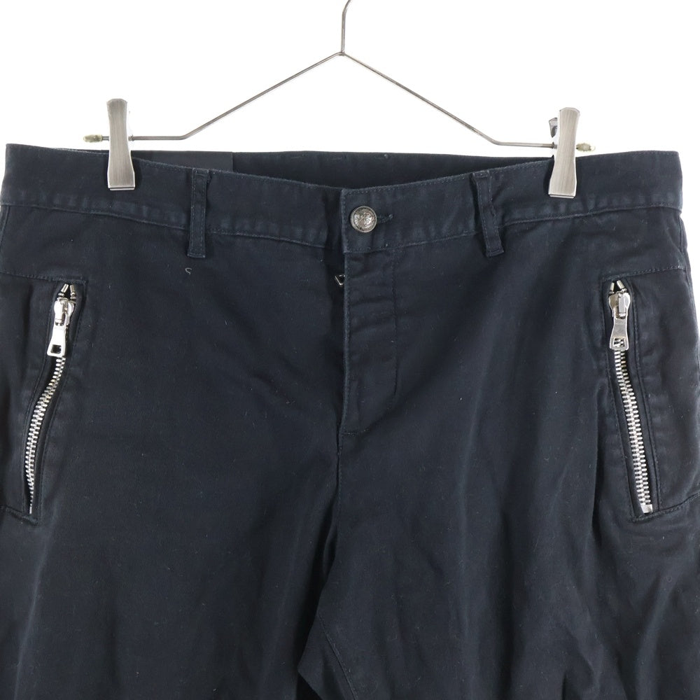 BALMAIN(バルマン) Bロゴプリント ジップポケット コットン テーパードパンツ ブラック SH05402Z519