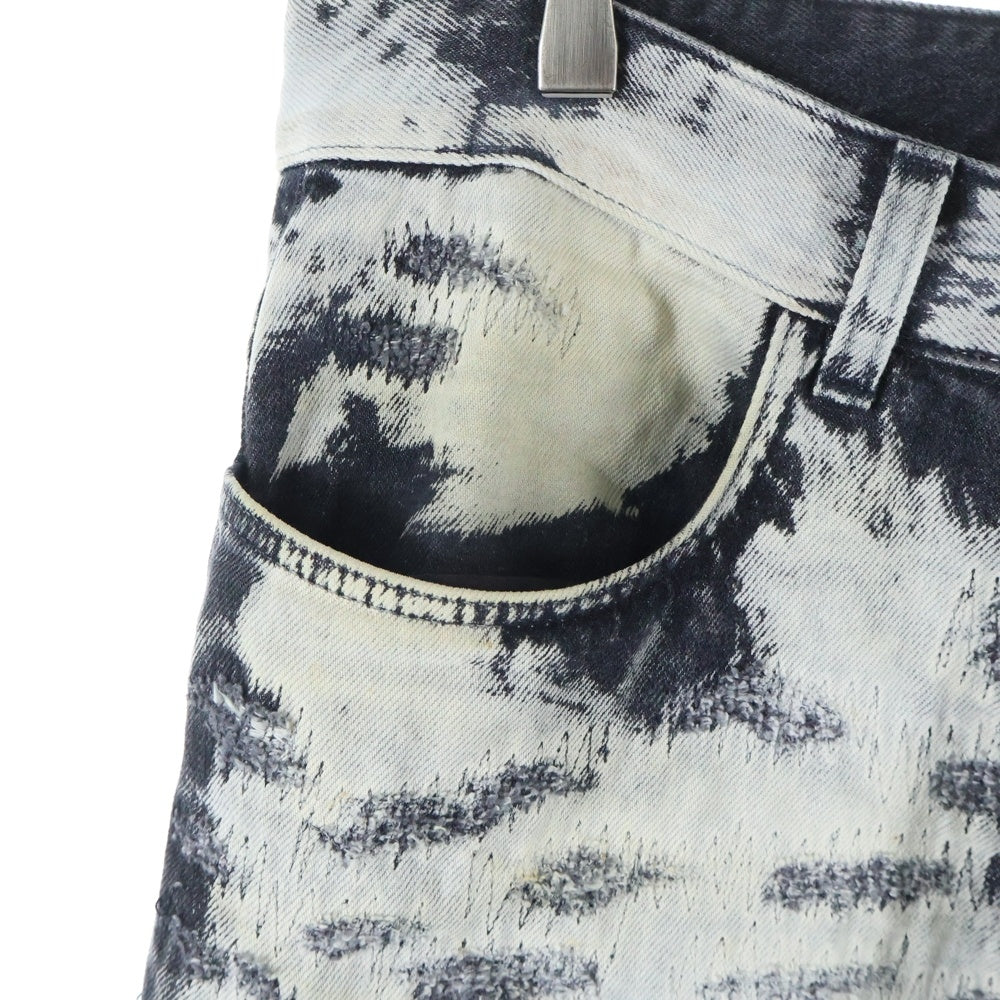 GIVENCHY(ジバンシィ) 22AW デストロイ加工 テーパード デニムパンツ ホワイト/ブラック BM50ST5Y33