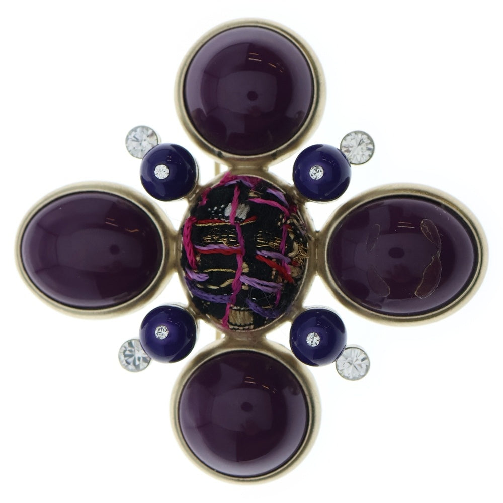 CHANEL(シャネル) グリポア マルチカラーストーン ブローチ ピンバッジ パープル ゴールド金具 レディース