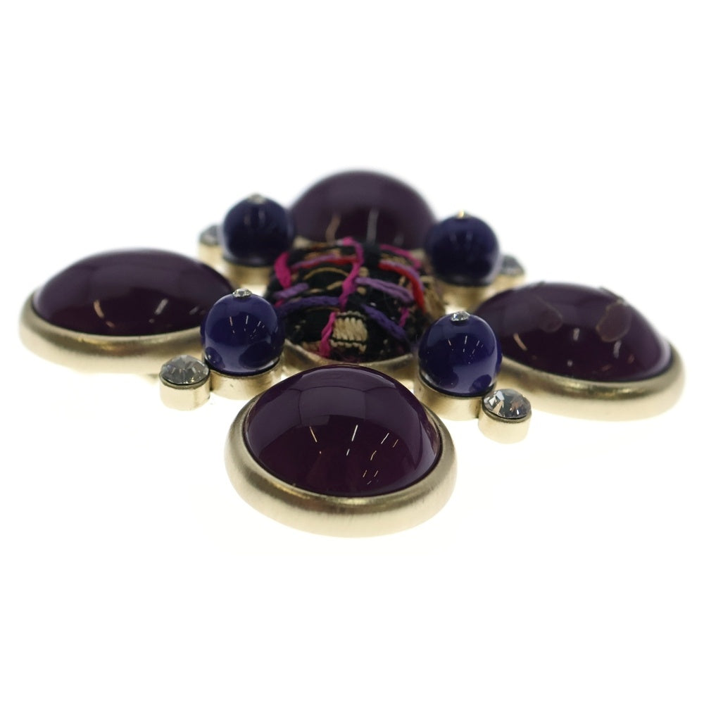 CHANEL(シャネル) グリポア マルチカラーストーン ブローチ ピンバッジ パープル ゴールド金具 レディース