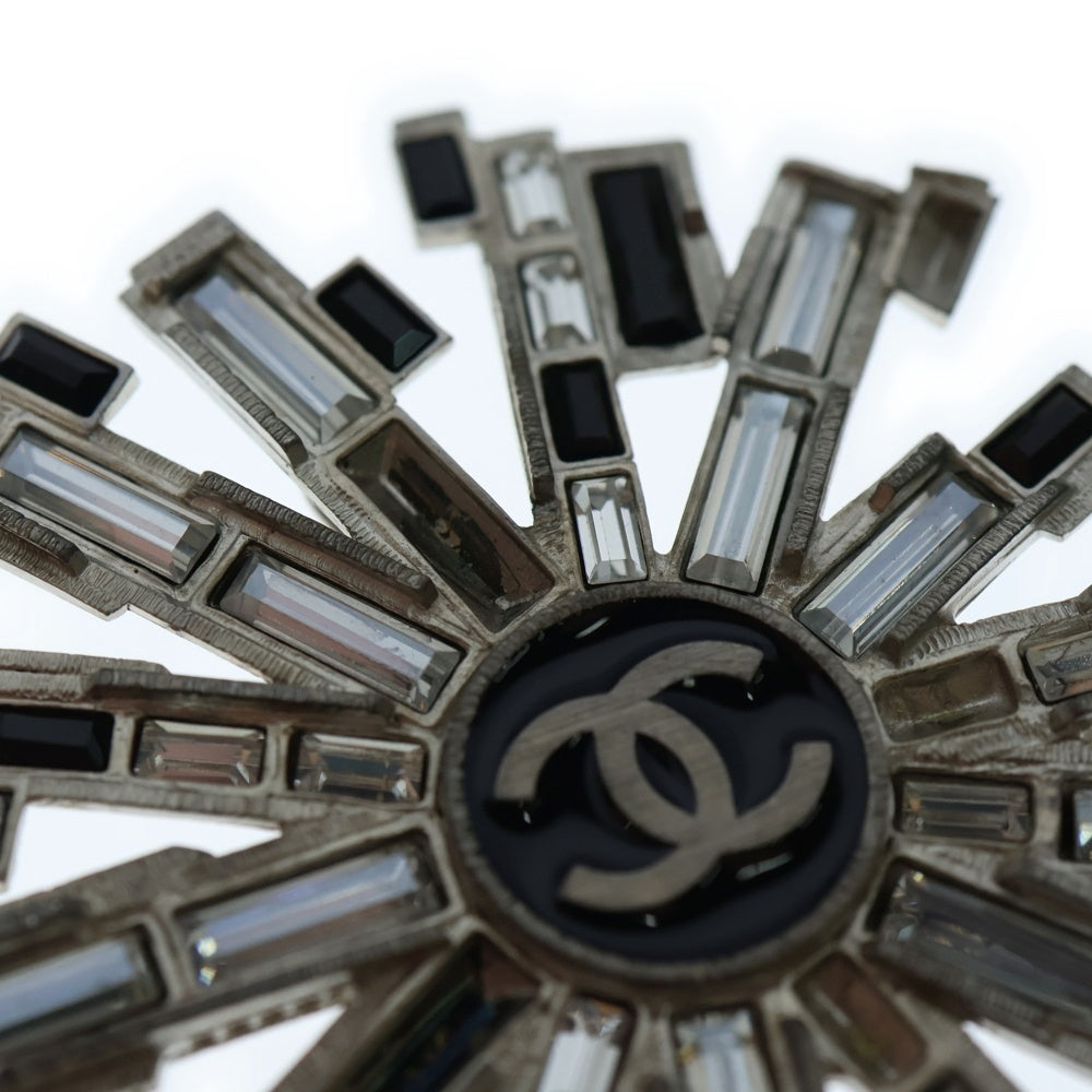 CHANEL(シャネル) ココマーク ラインストーン ブローチ ピンバッジ シルバー×ブラック レディース
