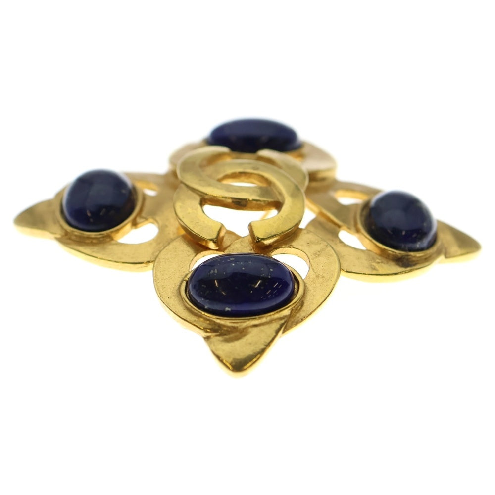 CHANEL(シャネル) ココマーク ラピスラズリ ストーン ブローチ ピンバッジ ゴールド×ブルー GP