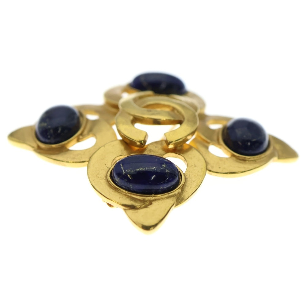 CHANEL(シャネル) ココマーク ラピスラズリ ストーン ブローチ ピンバッジ ゴールド×ブルー GP