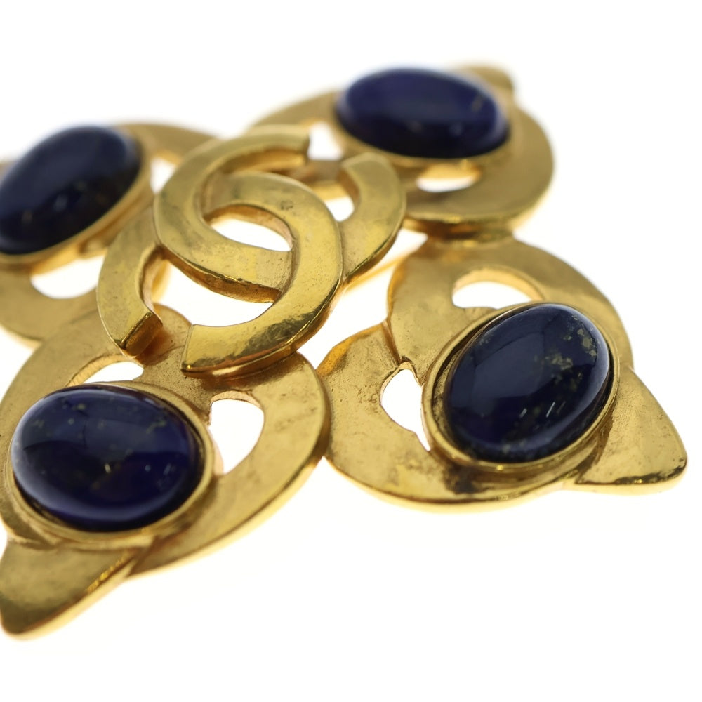 CHANEL(シャネル) ココマーク ラピスラズリ ストーン ブローチ ピンバッジ ゴールド×ブルー GP