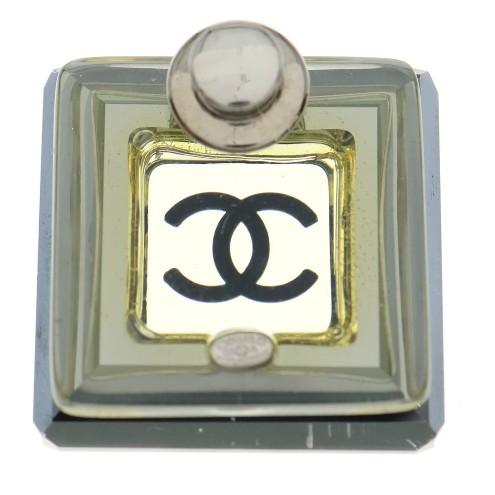 CHANEL(シャネル) ココマーク スクエアピンブローチ ピンバッジ ブラック×クリスタル シルバー金具 レディース