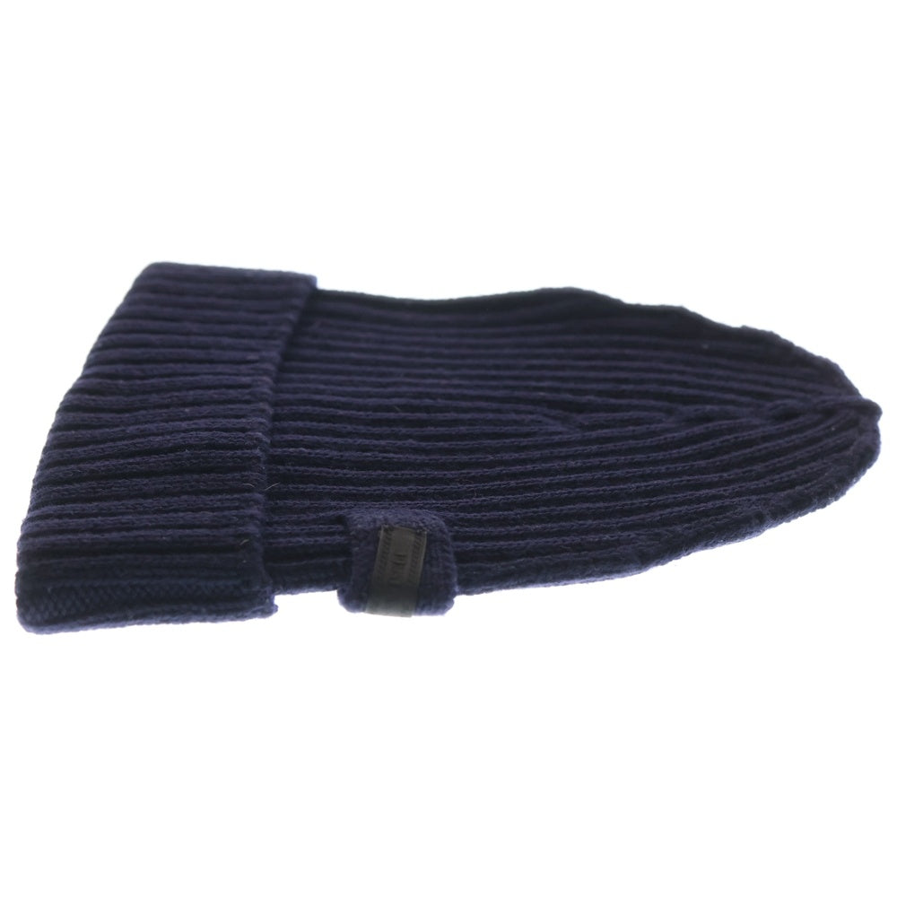 PRADA(プラダ) サイドロゴ ウール ビーニーニットキャップ ニット帽 ネイビー UMD188 R132 35C