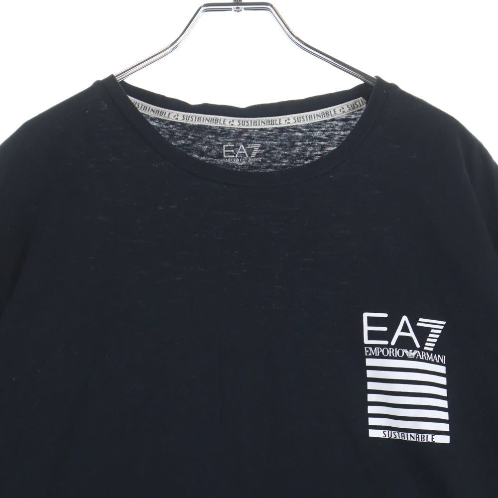 EMPORIO ARMANI(エンポリオアルマーニ) ロゴプリント クルーネック 半袖Tシャツ カットソー ブラック