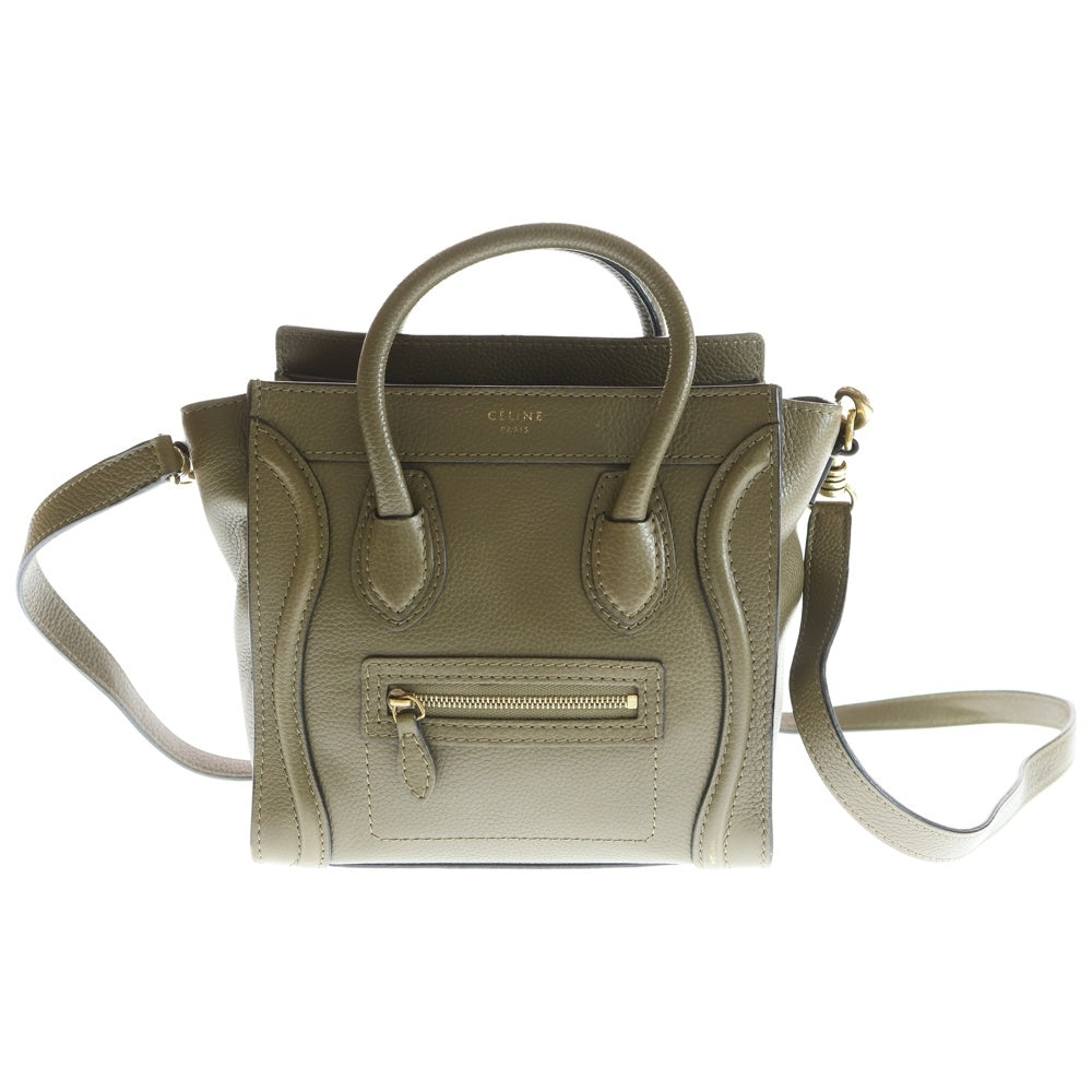 CELINE セリーヌ ラゲージマイクロショッパー　カーキ　金具ゴールド CELINE セリーヌ ラゲージマイクロショッパー カーキ 金具ゴールド