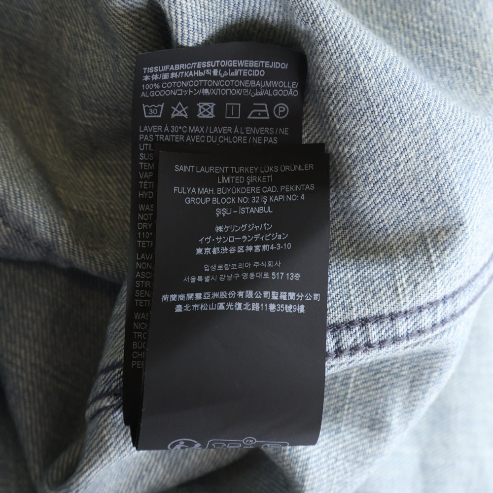 SAINT LAURENT PARIS(サンローランパリ) ウォッシュ加工 オーバーサイズ スナップボタン デニムシャツ インディゴ 604792