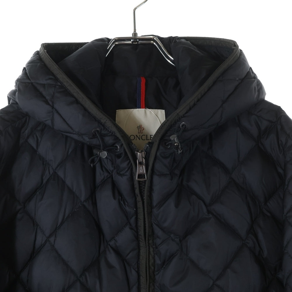 MONCLER(モンクレール) 15AW GIMBERT ギンベール ワッペンロゴ キルティング ウール切り替え フーデッド ジップアップ ダウンジャケット ブラック/グレー A20914136585 53329 レディース