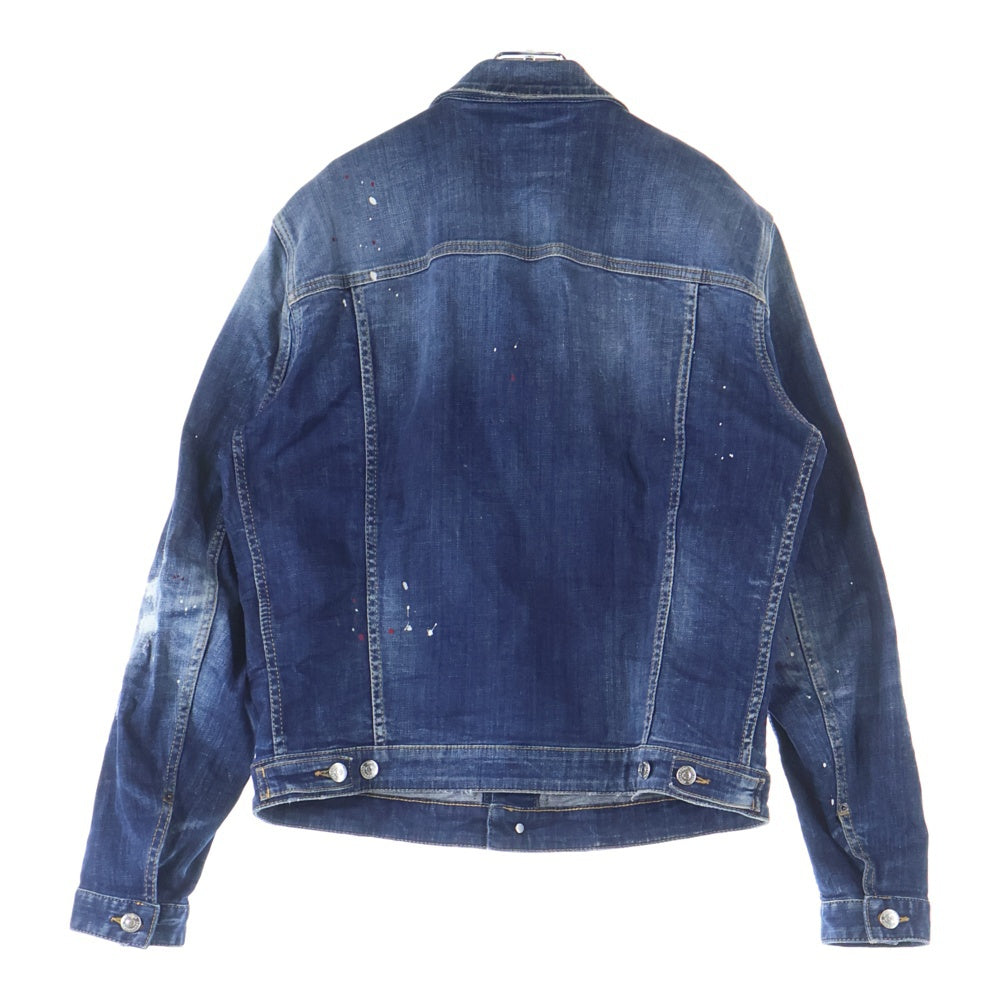 DSQUARED2(ディースクエアード) ダメージ加工 ペイント デニム トラッカージャケット インディゴ S74AM1425 S30342