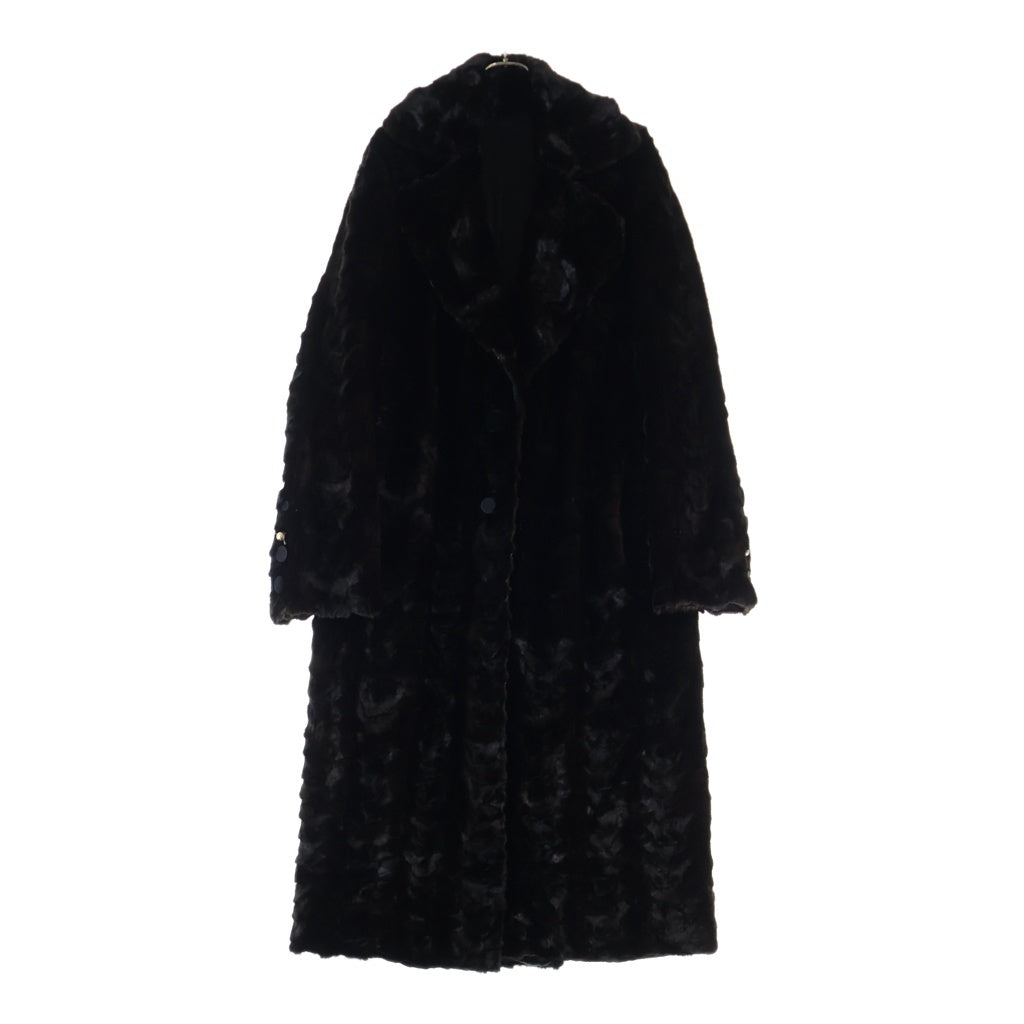 LANVIN(ランバン) ミンクファー ベロア ビジューボタン チェスターコート ブラウン レディース