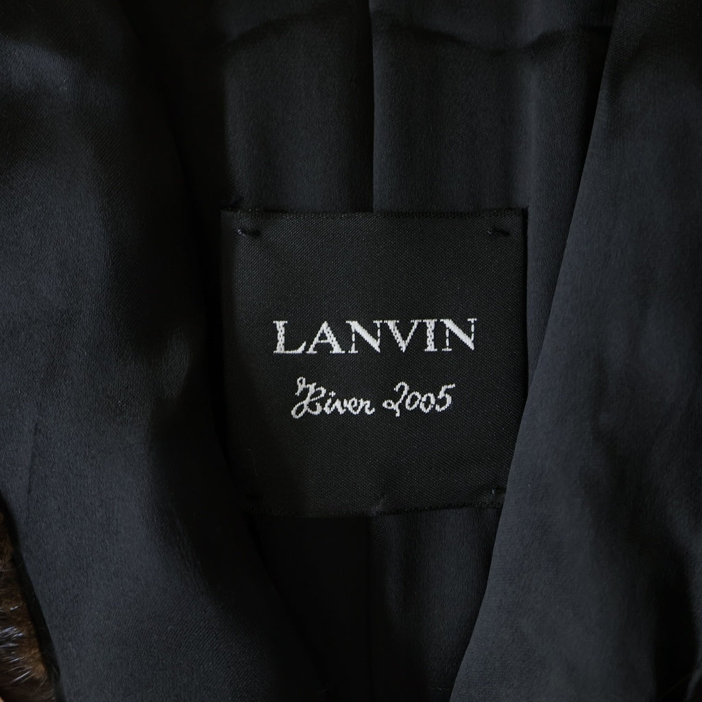 LANVIN(ランバン) ミンクファー ベロア ビジューボタン チェスターコート ブラウン レディース
