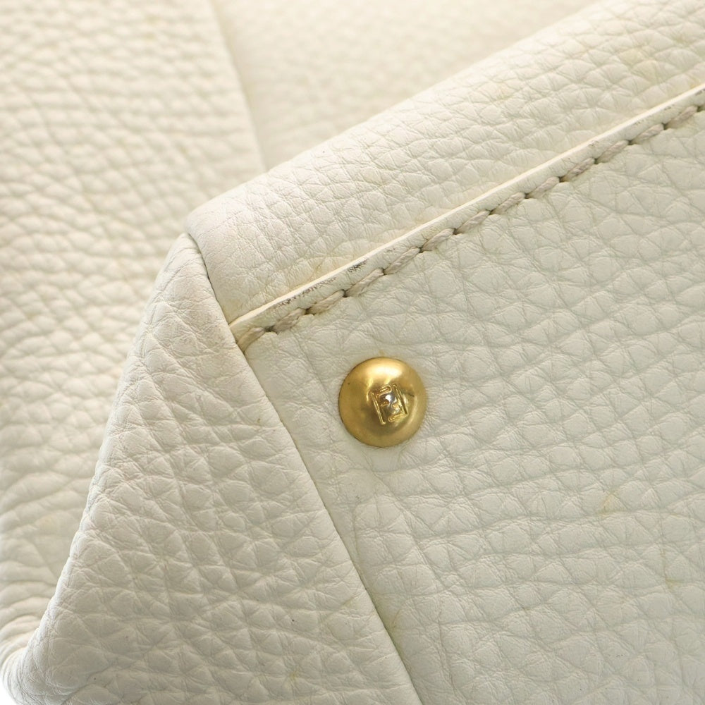 FENDI(フェンディ) ピーカブー ラージ ハンドバッグ ショルダーバッグ トートバッグ ホワイト レザー 8BN210 ゴールド金具