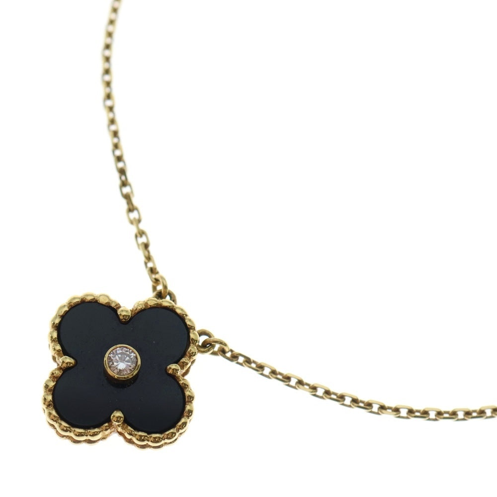 Van Cleef & Arpels(ヴァンクリーフアンドアーペル) ヴィンテージアルハンブラ ホリデー オニキス 1PD ダイヤネックレス Au750 K18 ゴールド
