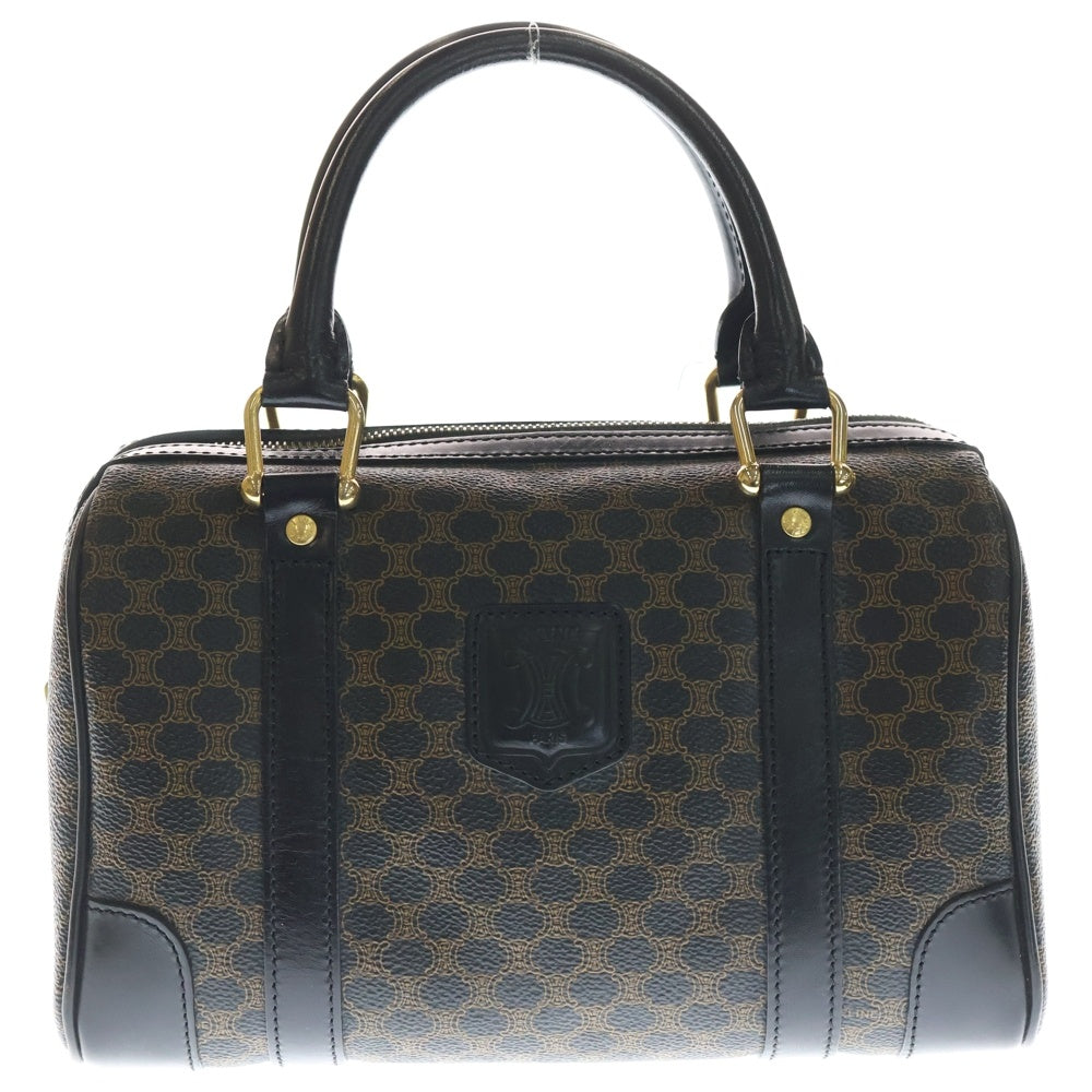 CELINE(セリーヌ) ミニボストンバッグ マカダム柄 ブラック×ブラウン レザー レディース