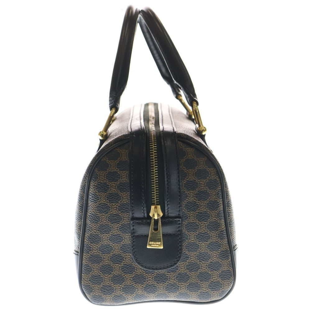 CELINE(セリーヌ) ミニボストンバッグ マカダム柄 ブラック×ブラウン レザー レディース