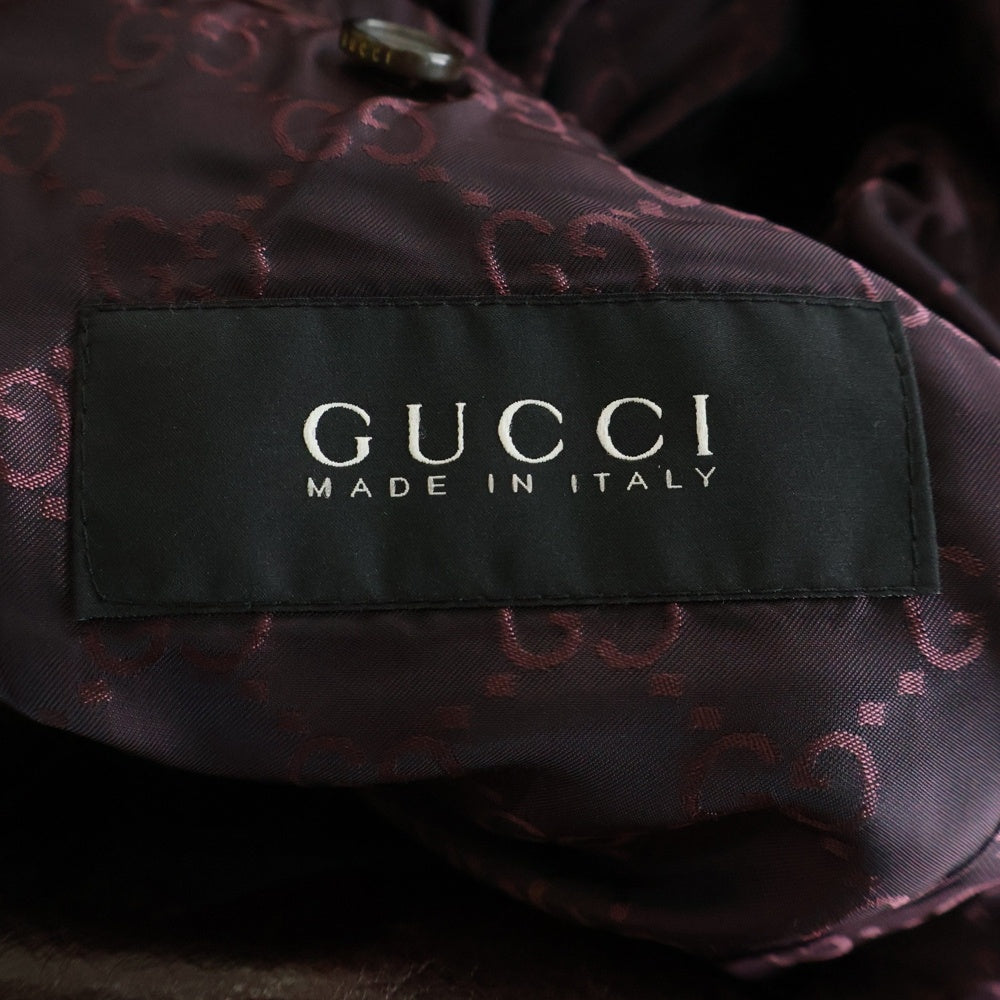 GUCCI(グッチ) レザー テーラードジャケット ボルドー 222355