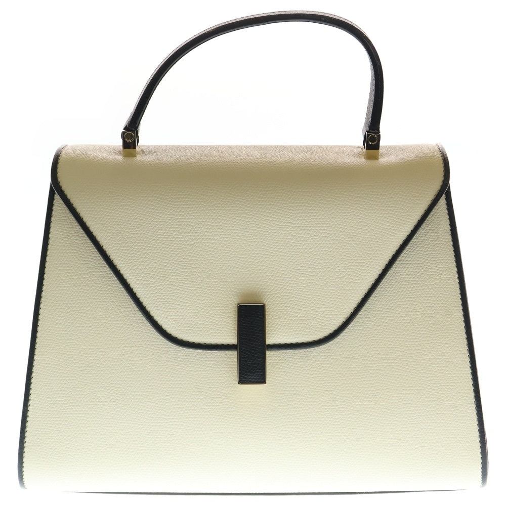 Valextra(ヴァレクストラ) イジィデ ミディアム キアロスクーロ バイカラー レザー 2WAY ハンド ショルダーバッグ ゴールド金具 アイボリー/ブラック レディース