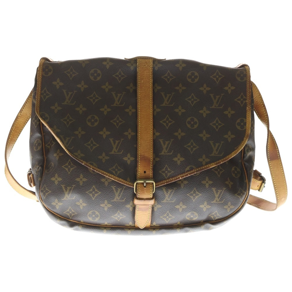 LOUIS VUITTON(ルイヴィトン) モノグラム ソミュール30 ショルダーバッグ ブラウン PVCレザー M42256 ゴールド金具 レディース