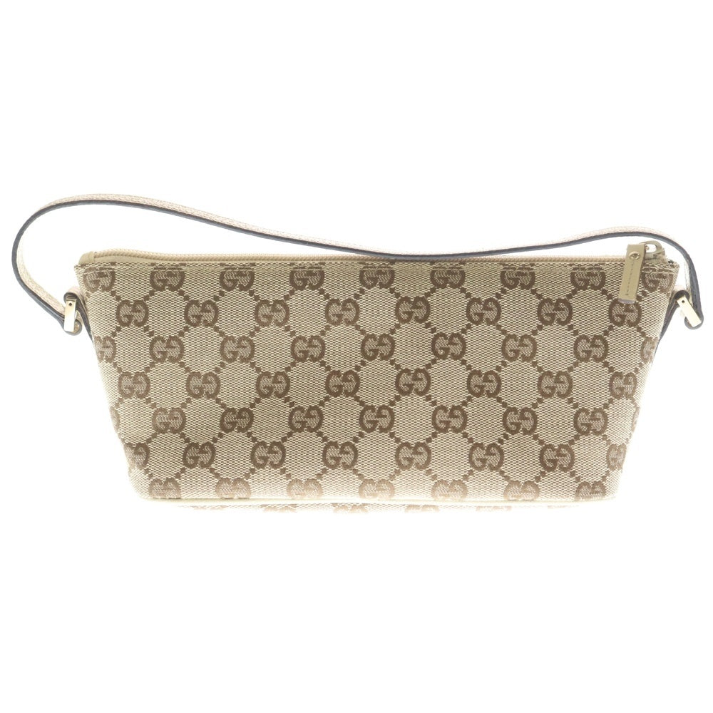 GUCCI(グッチ) GGキャンバス ミニハンドバッグ ポーチ ケース ホワイト×ベージュ レザー×キャンバス 07198 ホワイト金具 レディース
