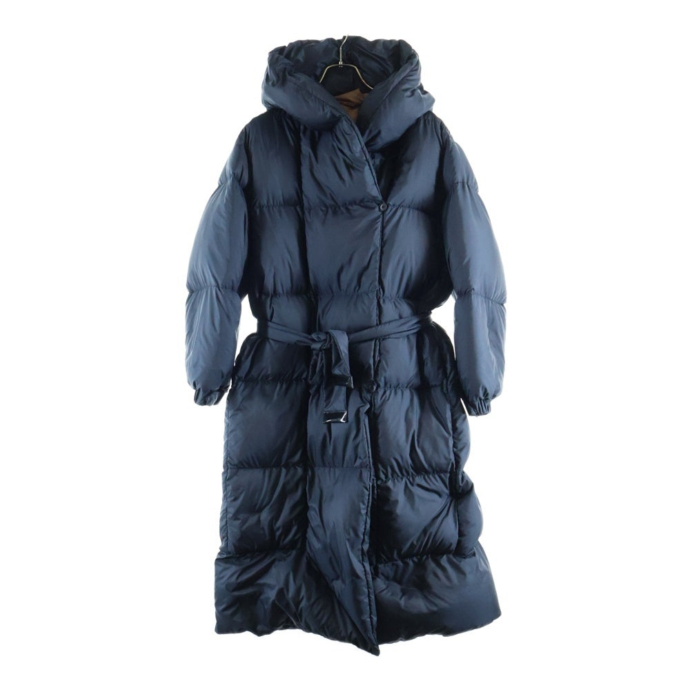 Max Mara(マックスマーラ) THE CUBE フード付き ロング ナイロン ダウンジャケット ネイビー レディース 949603066