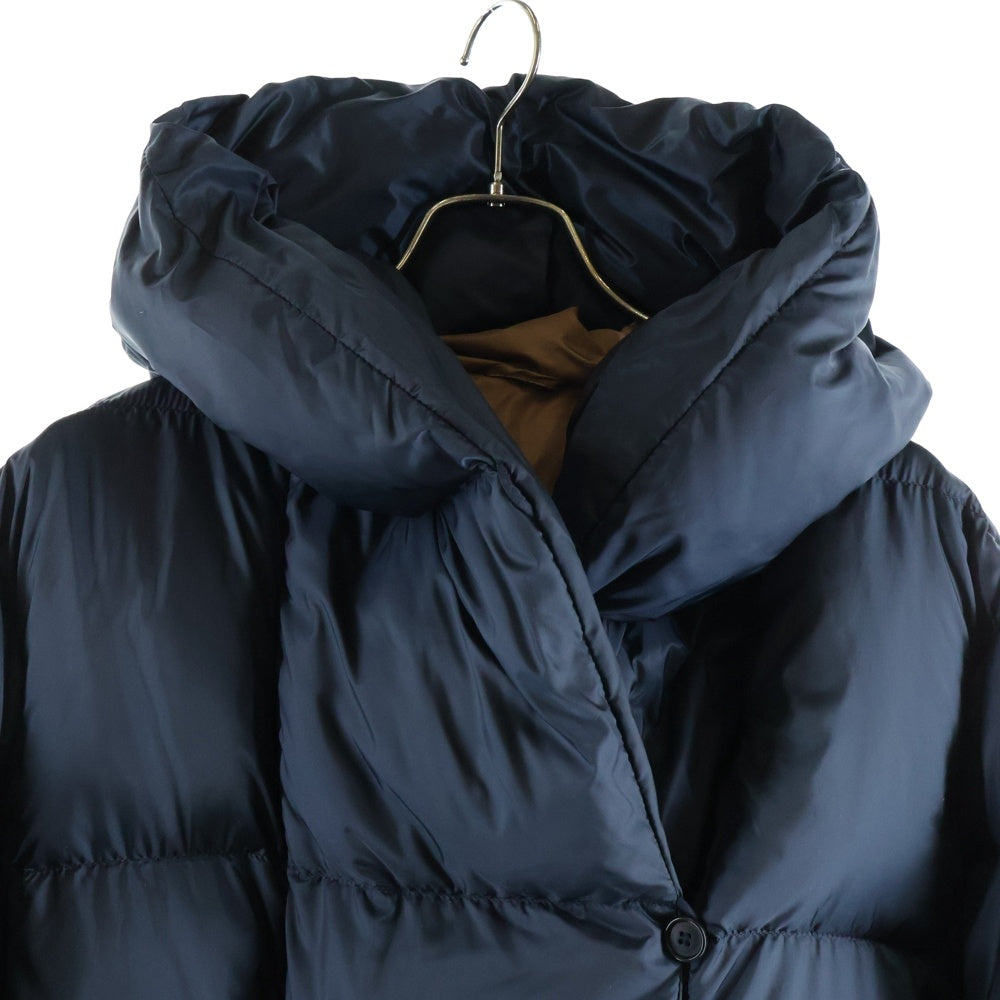 Max Mara(マックスマーラ) THE CUBE フード付き ロング ナイロン ダウンジャケット ネイビー レディース 949603066