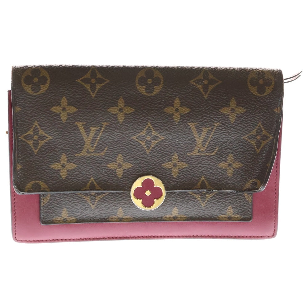 LOUIS VUITTON(ルイヴィトン) モノグラム ポルトフォイユ フロールチェーン ショルダーバッグ チェーンバッグ ブラウン×ピンク PVC M69578 ゴールド金具 レディース