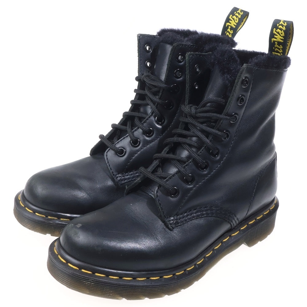 Dr.Martens(ドクターマーチン) 8ホール ファーライニング レザーレースアップブーツ ブラック レディース